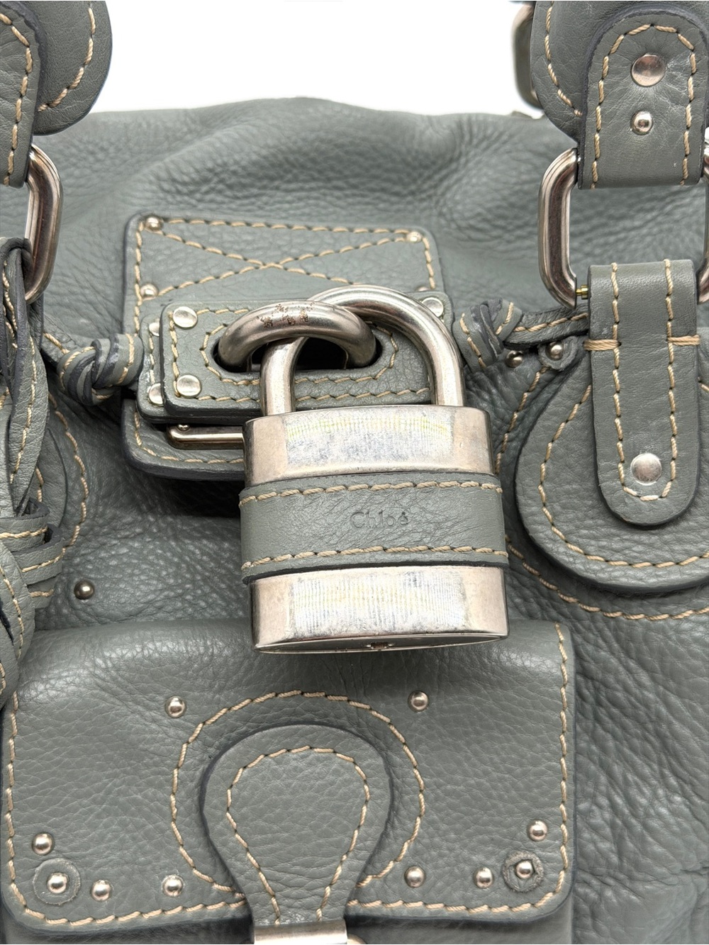 Chloe Paddington Gray Calfskin Leather Shoulder Bag - Picture 3 of 10